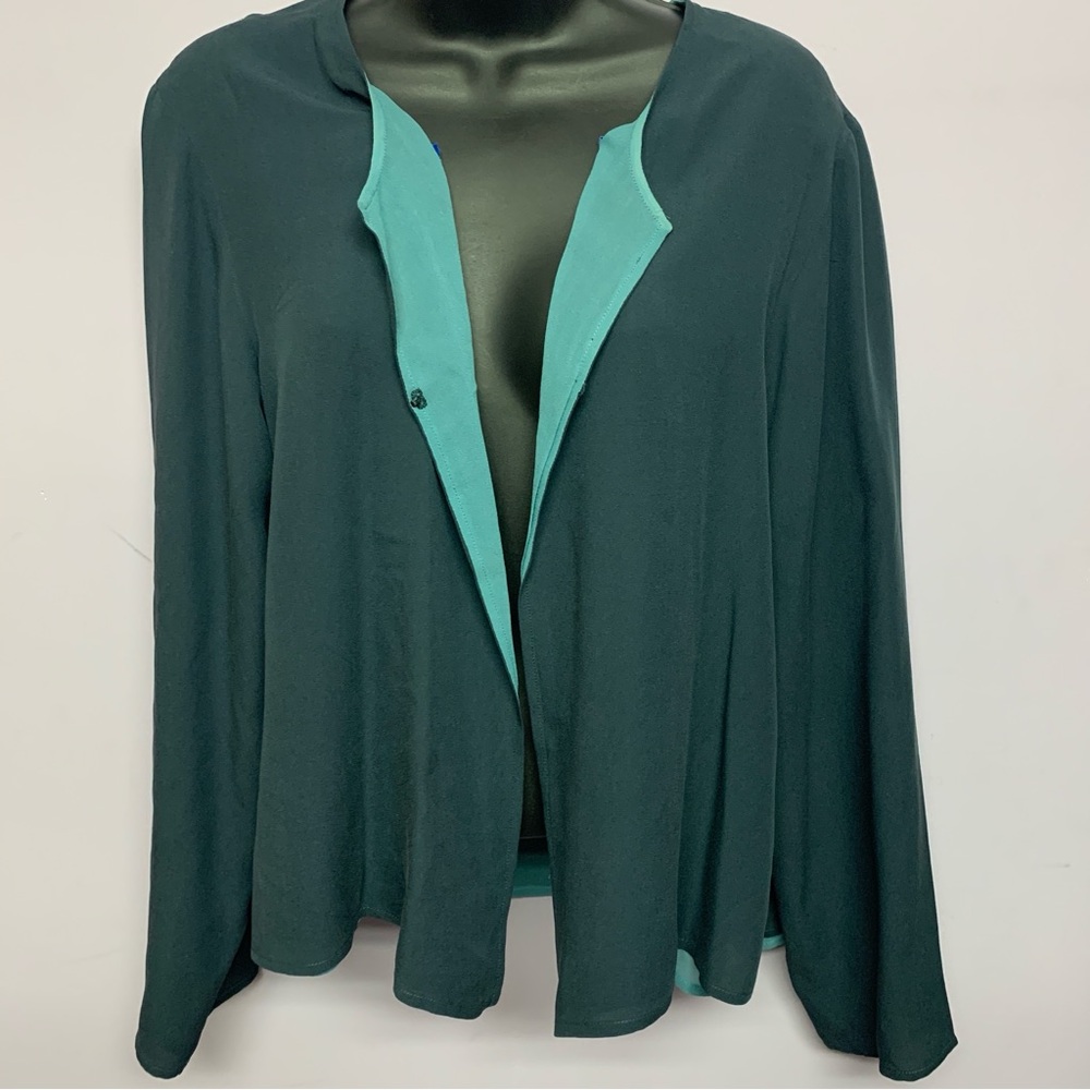 David Dart Emerald Green Silk Jacket Light Weight Short Length Flowing Sz S